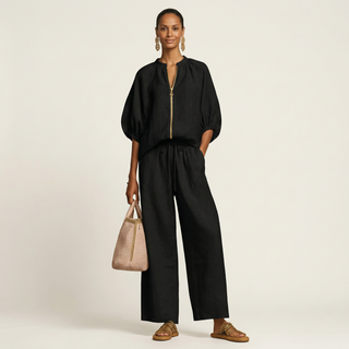 MARLOWE | ZIPPER-FRONT PUFF SLEEVE DRESS FOR WOMEN