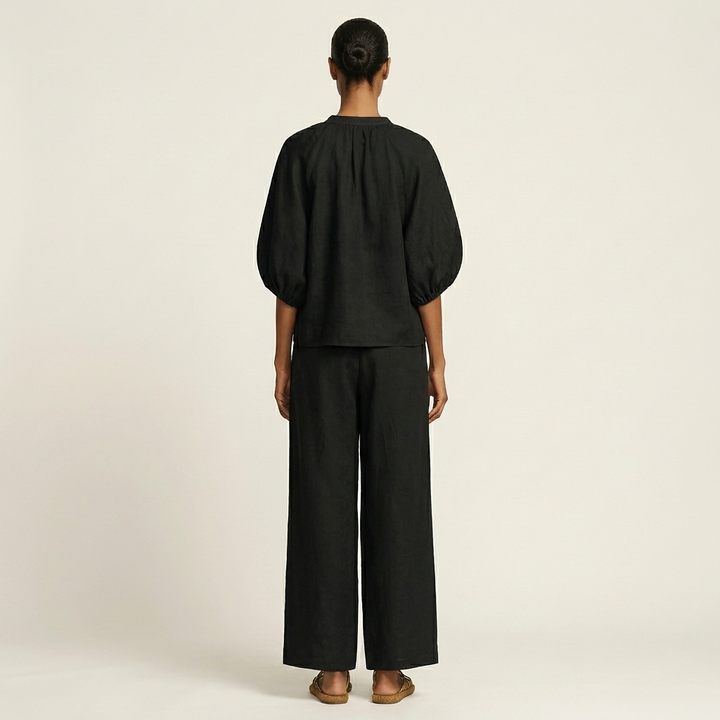 MARLOWE | ZIPPER-FRONT PUFF SLEEVE DRESS FOR WOMEN