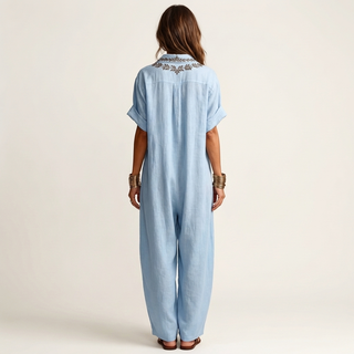 AMARINA | EMBROIDERED V-NECK MAXI DRESS FOR WOMEN