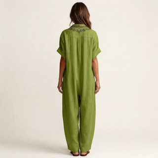 AMARINA | EMBROIDERED V-NECK MAXI DRESS FOR WOMEN