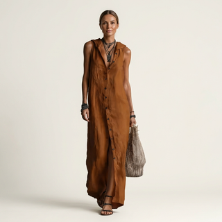 MIRABELL | HOODED BUTTON-FRONT MAXI DRESS FOR WOMEN