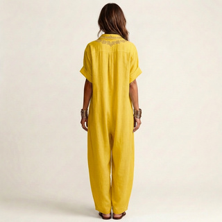 AMARINA | EMBROIDERED V-NECK MAXI DRESS FOR WOMEN