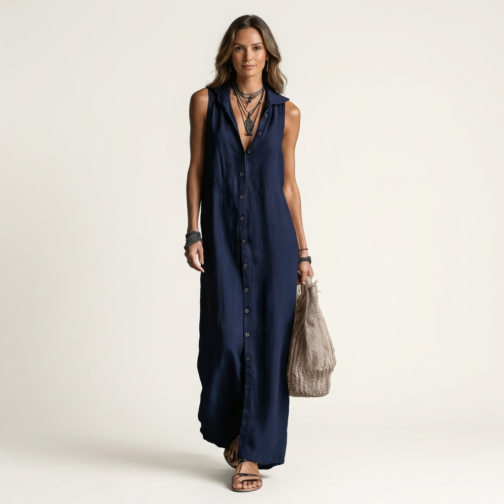MIRABELL | HOODED BUTTON-FRONT MAXI DRESS FOR WOMEN