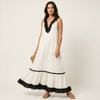 MAYLINE | SLEEVELESS RUFFLE-NECK MAXI DRESS FOR WOMEN