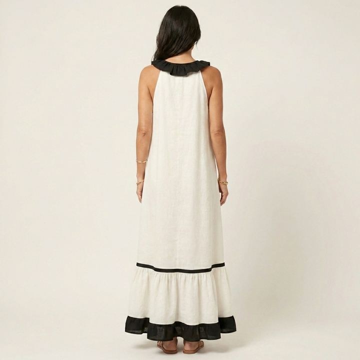 MAYLINE | SLEEVELESS RUFFLE-NECK MAXI DRESS FOR WOMEN