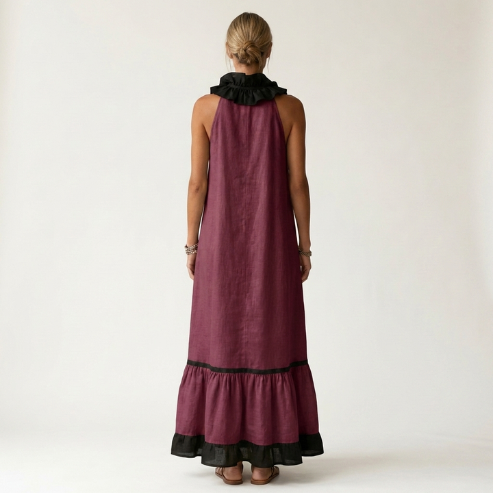MAYLINE | SLEEVELESS RUFFLE-NECK MAXI DRESS FOR WOMEN