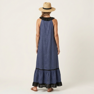 MAYLINE | SLEEVELESS RUFFLE-NECK MAXI DRESS FOR WOMEN
