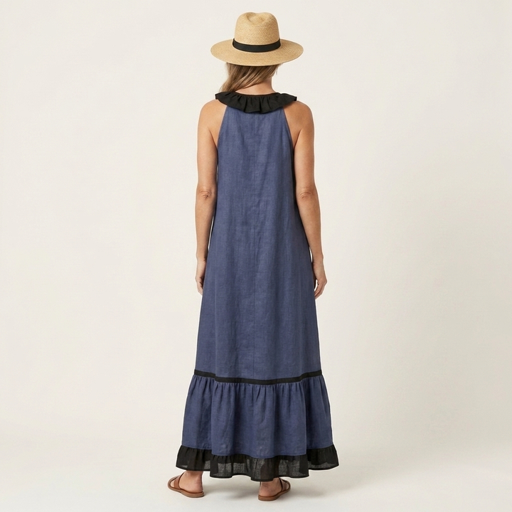 MAYLINE | SLEEVELESS RUFFLE-NECK MAXI DRESS FOR WOMEN