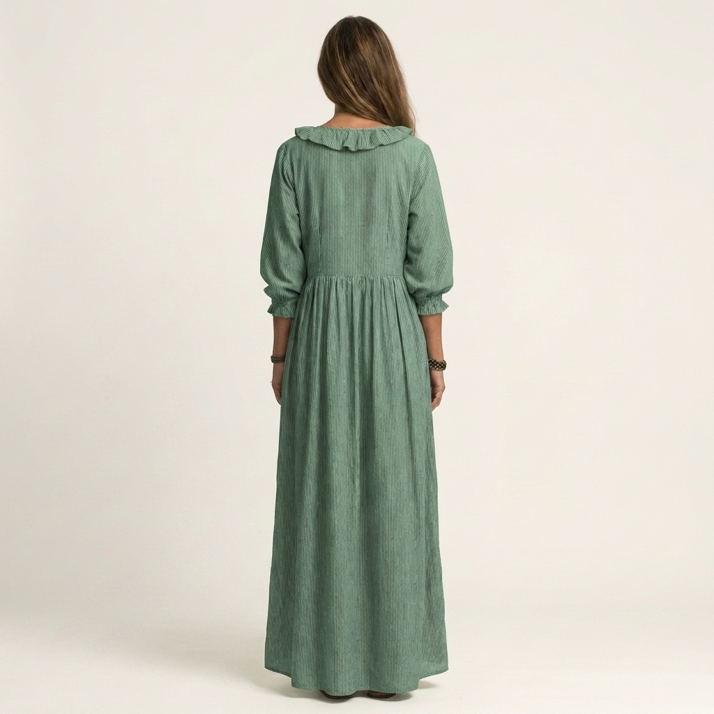 YOSETTA | RUFFLE V-NECK MAXI DRESS FOR WOMEN