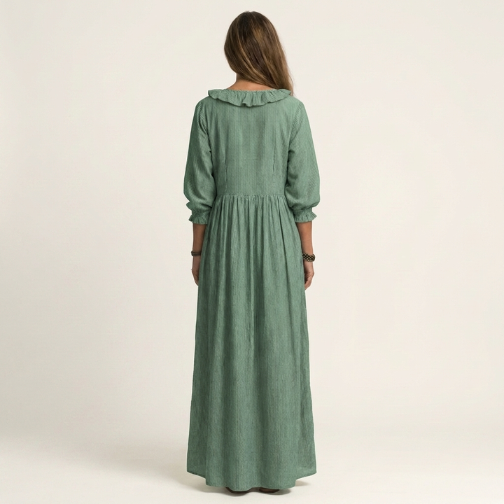 YOSETTA | RUFFLE V-NECK MAXI DRESS FOR WOMEN