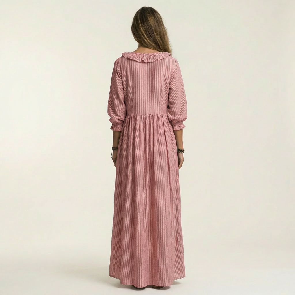 YOSETTA | RUFFLE V-NECK MAXI DRESS FOR WOMEN