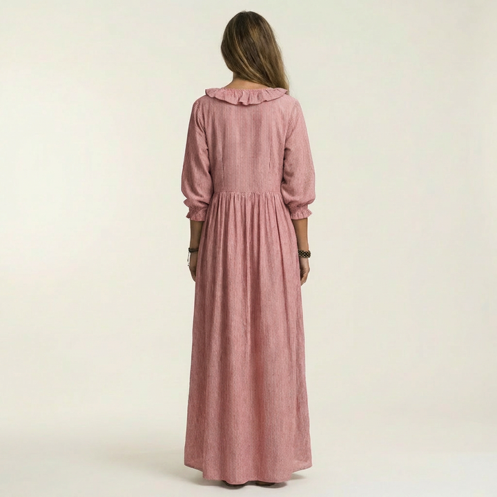 YOSETTA | RUFFLE V-NECK MAXI DRESS FOR WOMEN