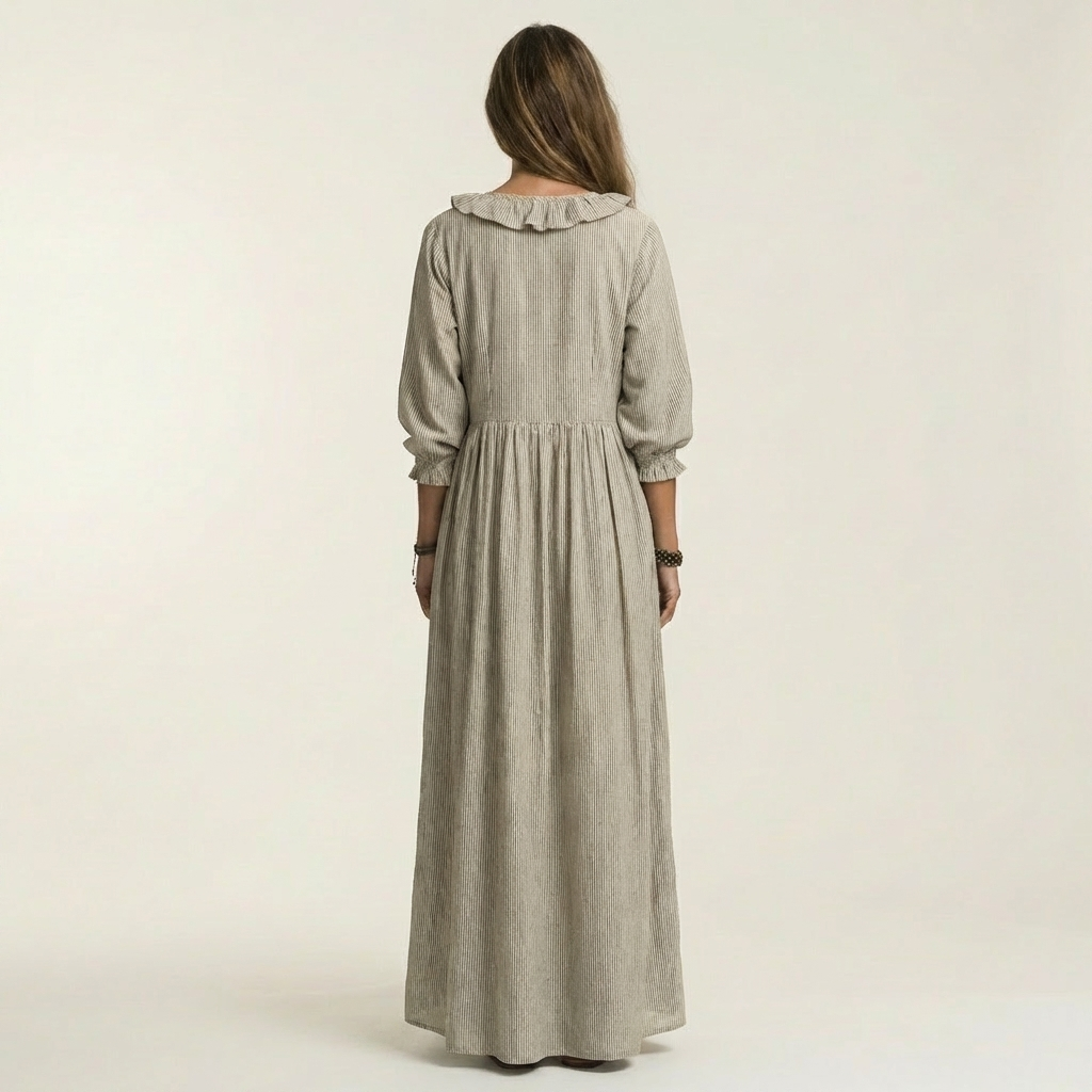 YOSETTA | RUFFLE V-NECK MAXI DRESS FOR WOMEN