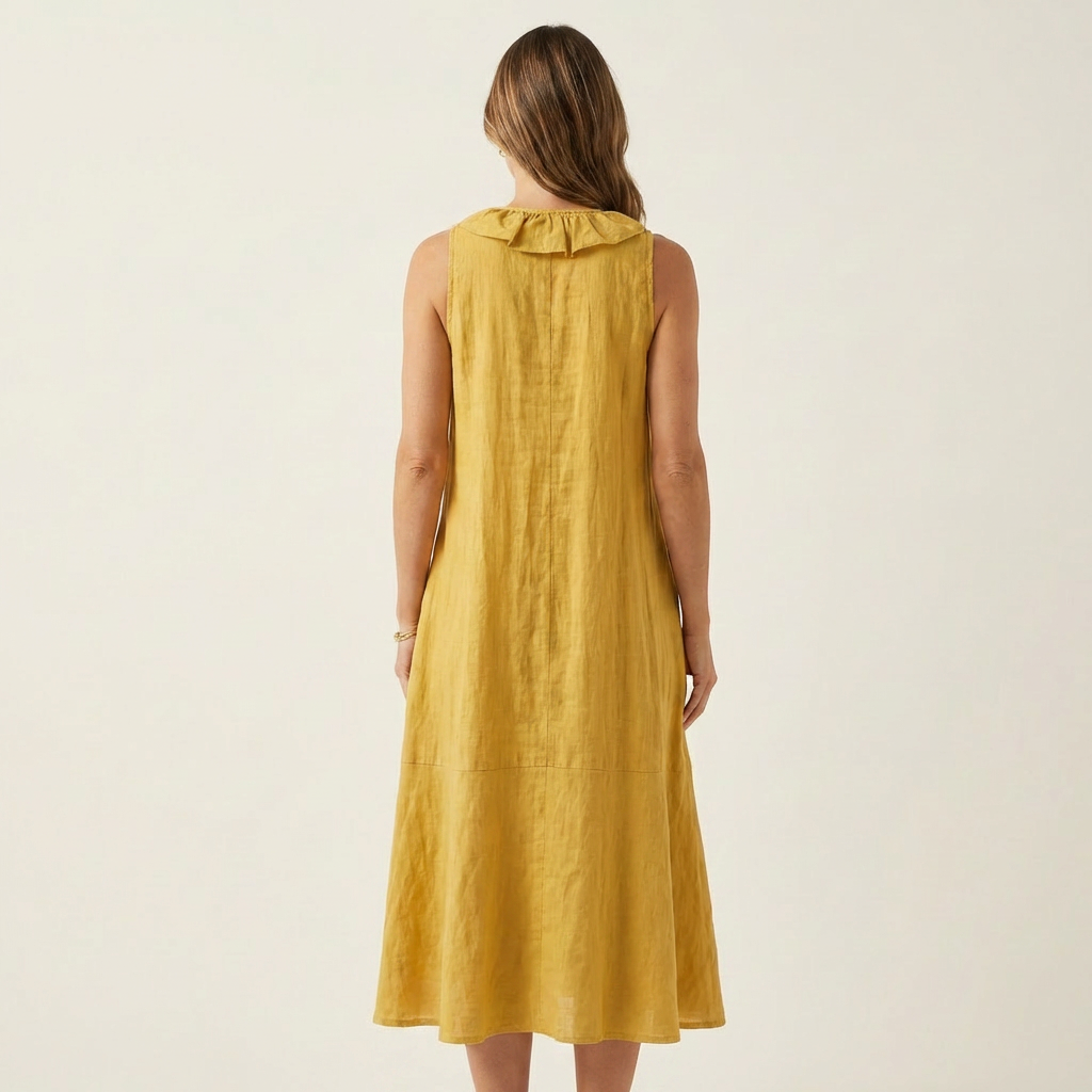 VICKY | RUFFLE-FRONT V-NECK MAXI DRESS FOR WOMEN