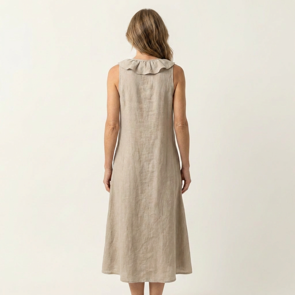 VICKY | RUFFLE-FRONT V-NECK MAXI DRESS FOR WOMEN