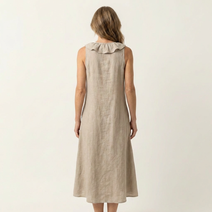 VICKY | RUFFLE-FRONT V-NECK MAXI DRESS FOR WOMEN