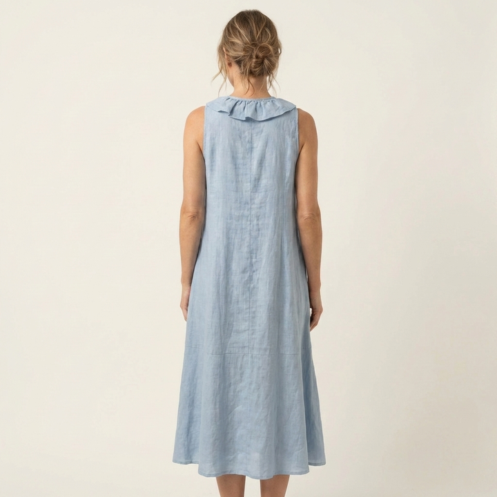 VICKY | RUFFLE-FRONT V-NECK MAXI DRESS FOR WOMEN