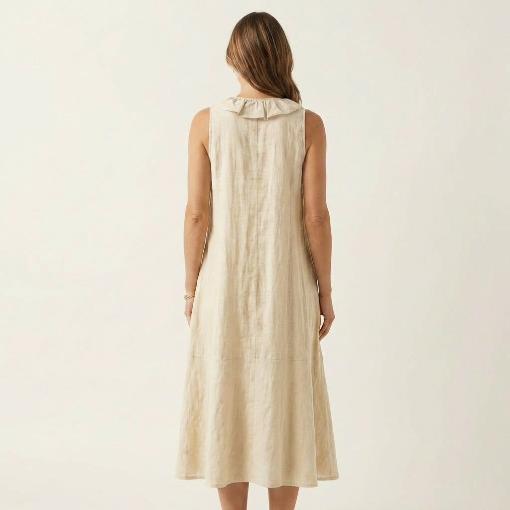 VICKY | RUFFLE-FRONT V-NECK MAXI DRESS FOR WOMEN