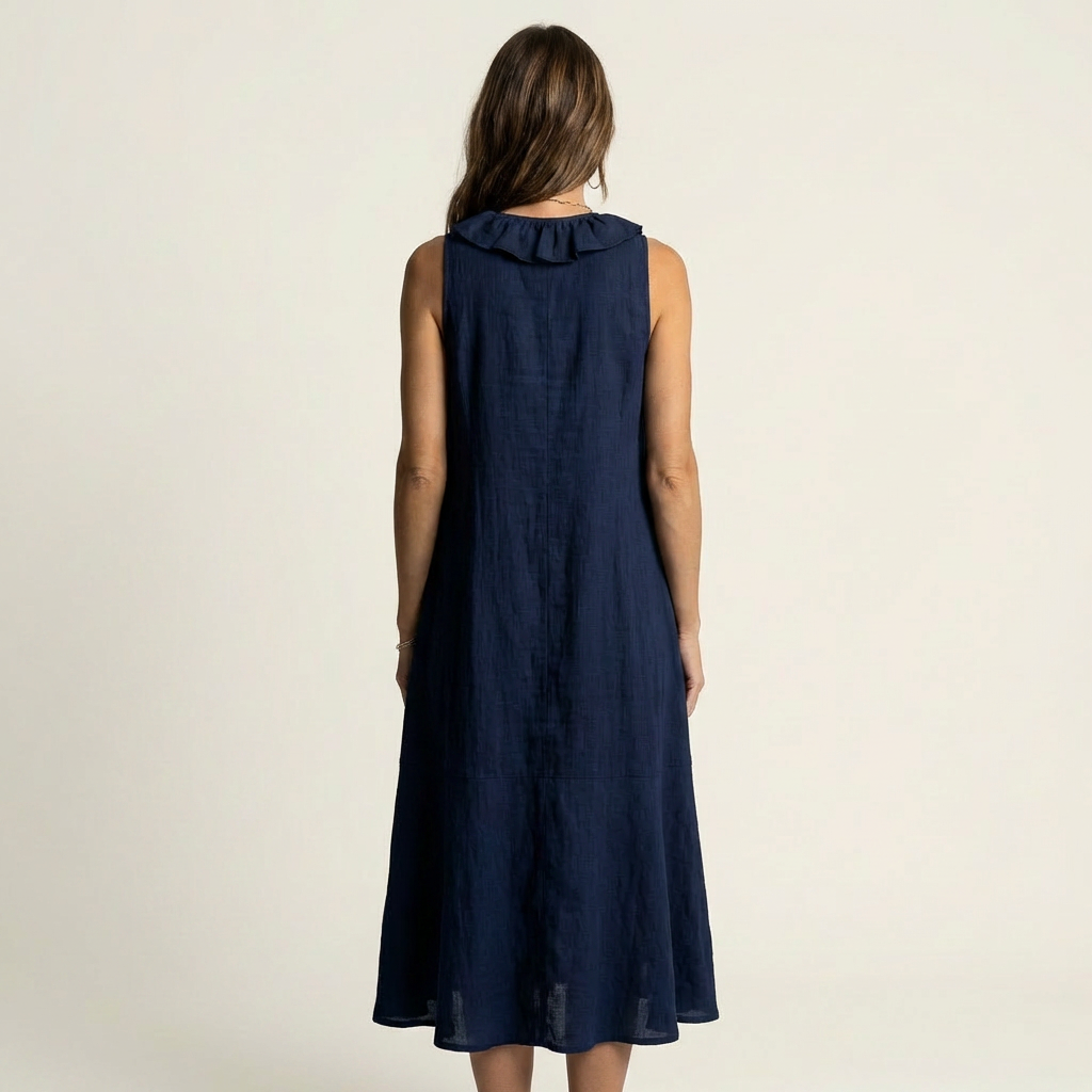 VICKY | RUFFLE-FRONT V-NECK MAXI DRESS FOR WOMEN