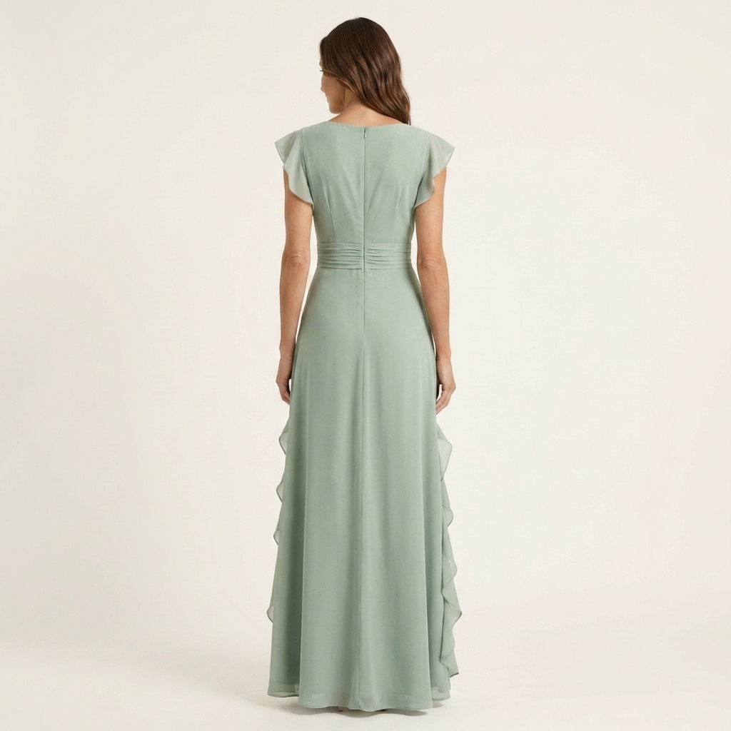 NELLYANA | WRAP-STYLE V-NECK MAXI DRESS FOR WOMEN