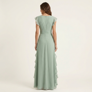 NELLYANA | WRAP-STYLE V-NECK MAXI DRESS FOR WOMEN