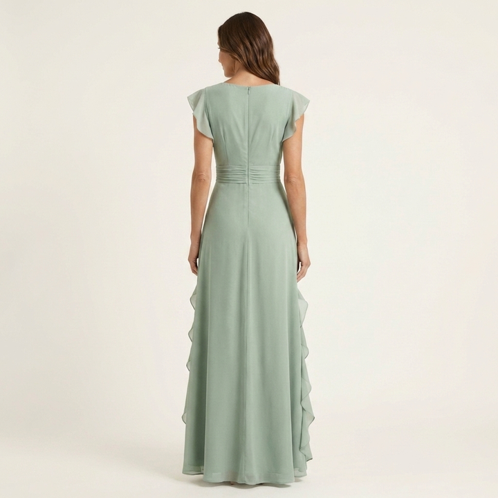 NELLYANA | WRAP-STYLE V-NECK MAXI DRESS FOR WOMEN