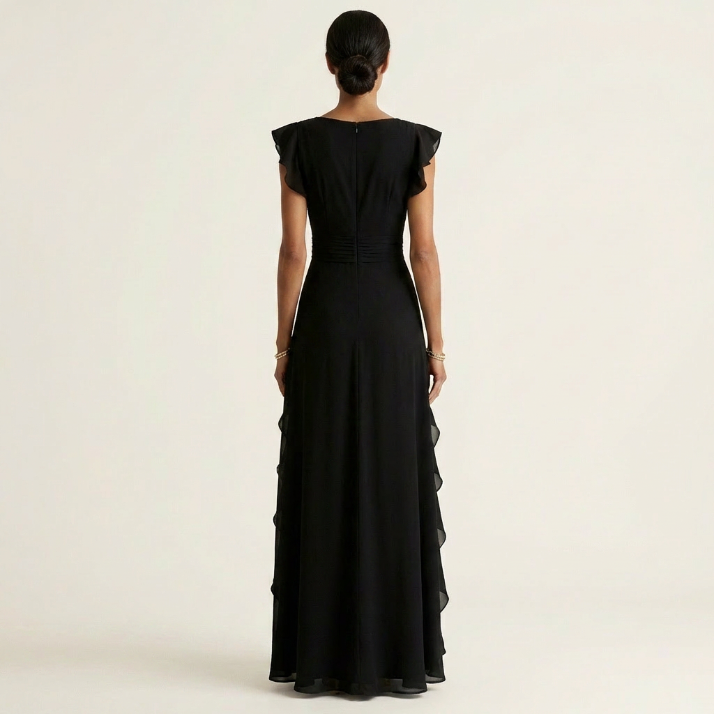NELLYANA | WRAP-STYLE V-NECK MAXI DRESS FOR WOMEN