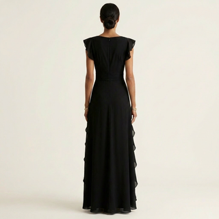 NELLYANA | WRAP-STYLE V-NECK MAXI DRESS FOR WOMEN