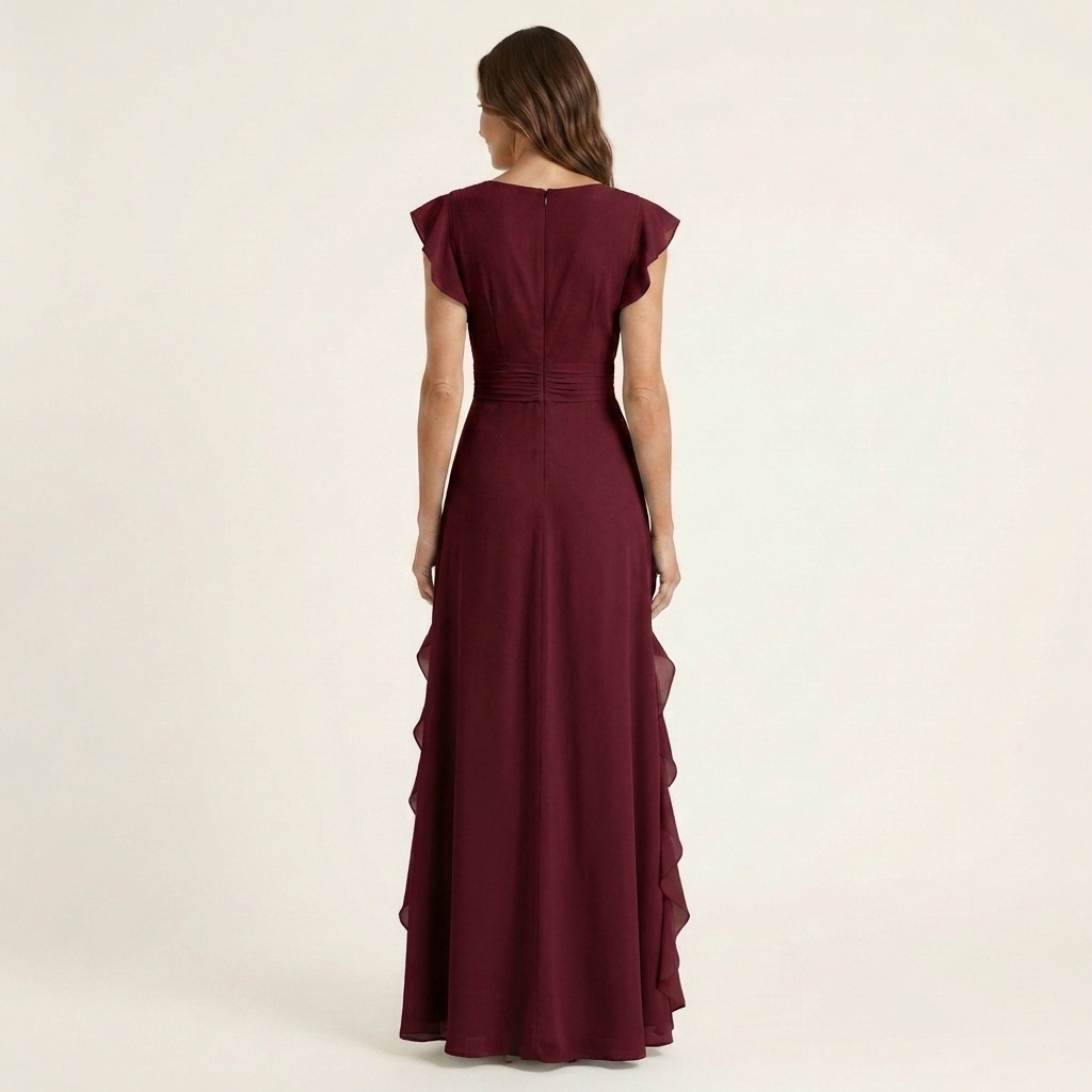 NELLYANA | WRAP-STYLE V-NECK MAXI DRESS FOR WOMEN