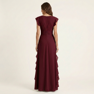 NELLYANA | WRAP-STYLE V-NECK MAXI DRESS FOR WOMEN