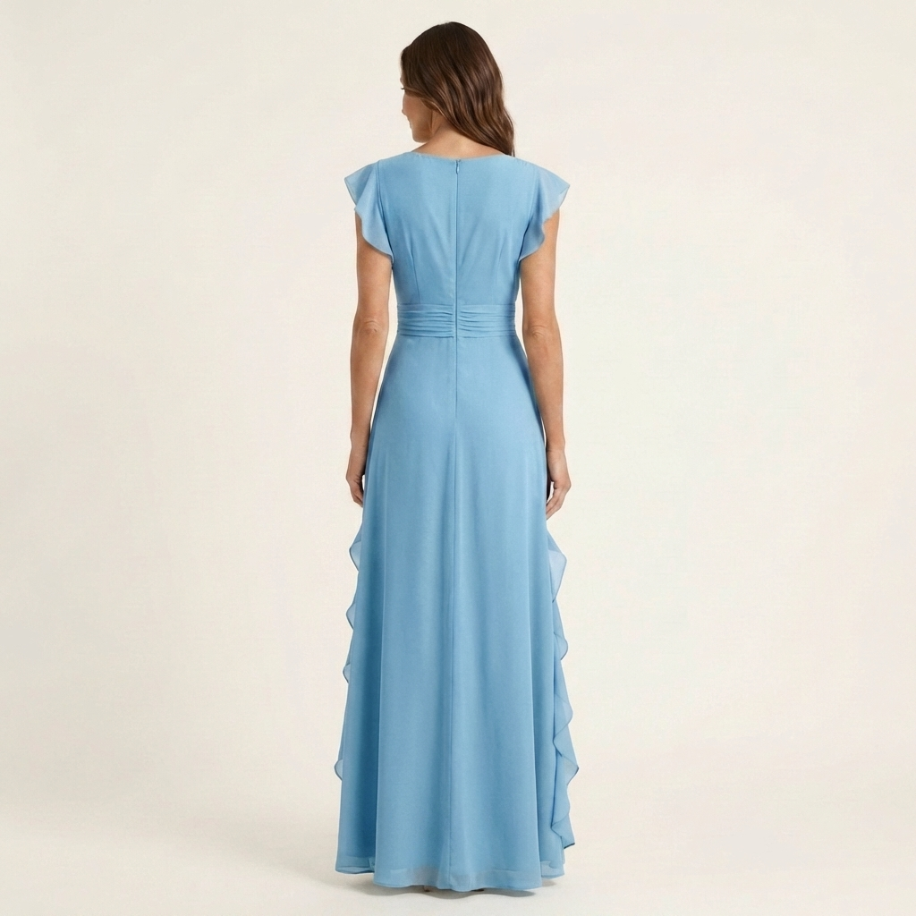 NELLYANA | WRAP-STYLE V-NECK MAXI DRESS FOR WOMEN