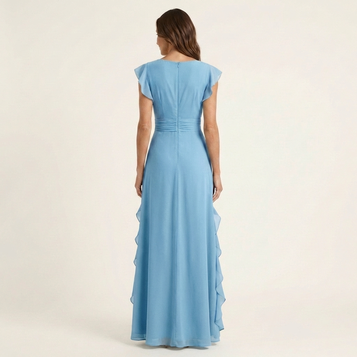 NELLYANA | WRAP-STYLE V-NECK MAXI DRESS FOR WOMEN