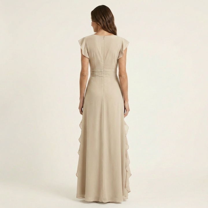 NELLYANA | WRAP-STYLE V-NECK MAXI DRESS FOR WOMEN