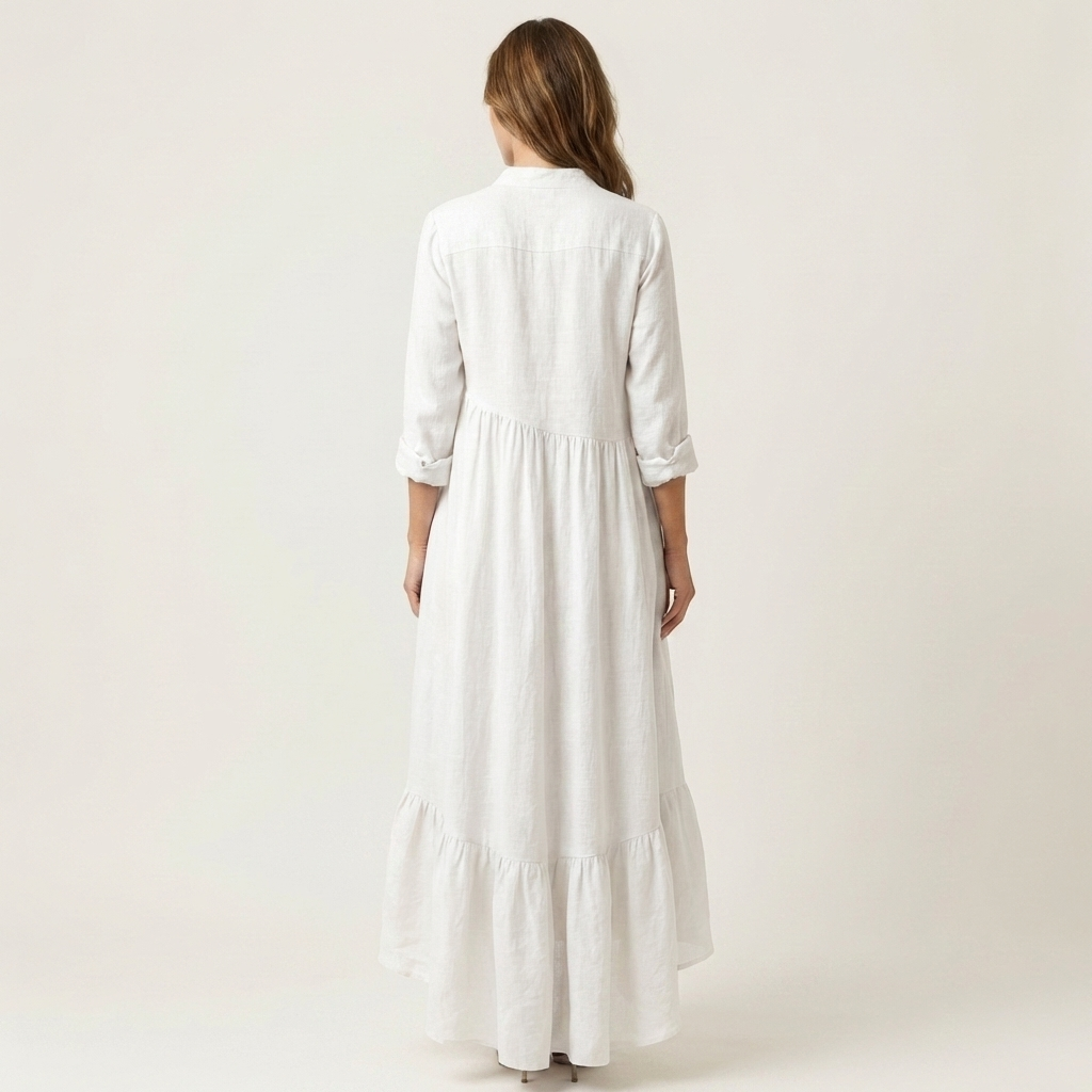 JILANA | STAND-COLLAR BUTTON-FRONT MAXI DRESS FOR WOMEN