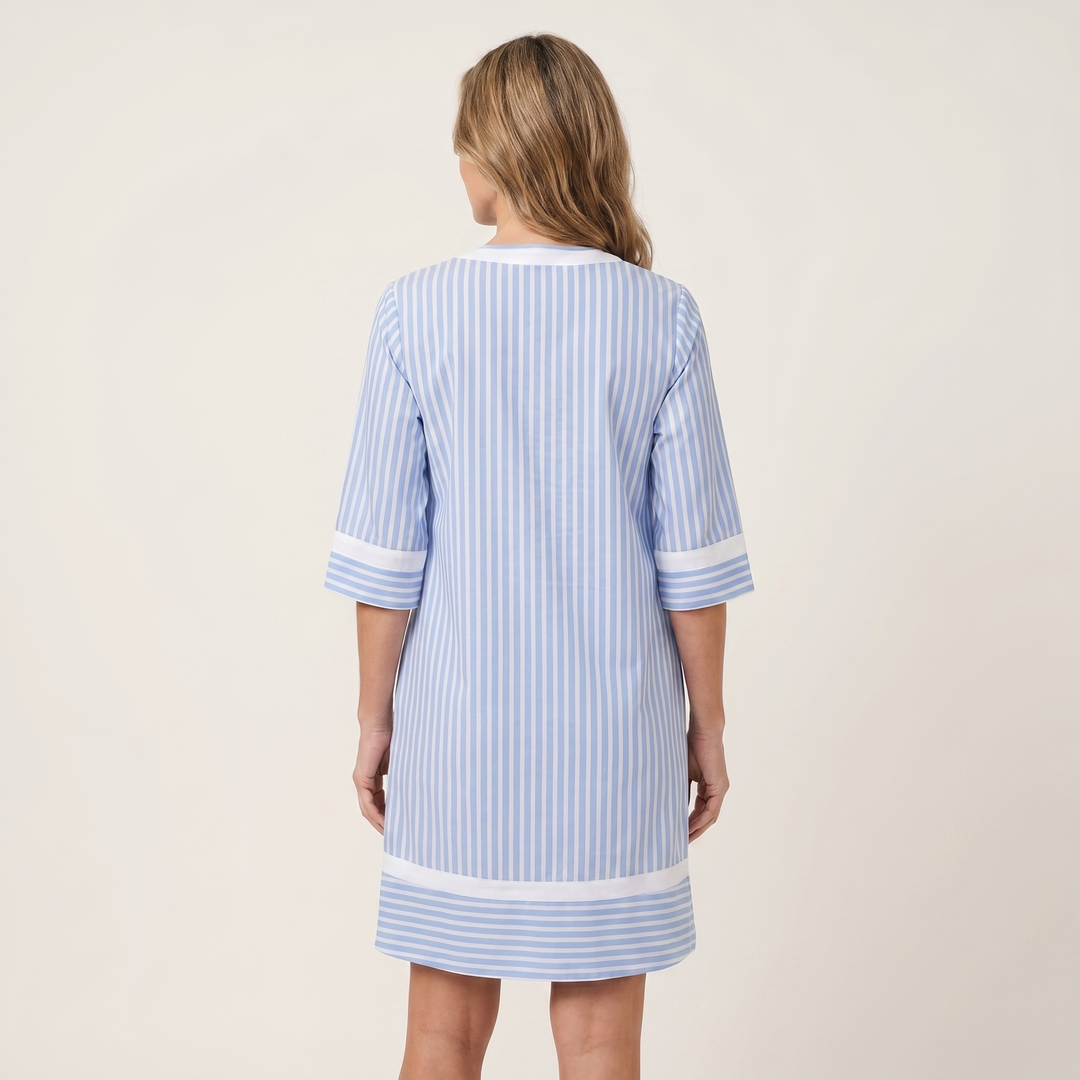 SANINA | CONTRAST-TRIM STRIPE V-NECK DRESS FOR WOMEN