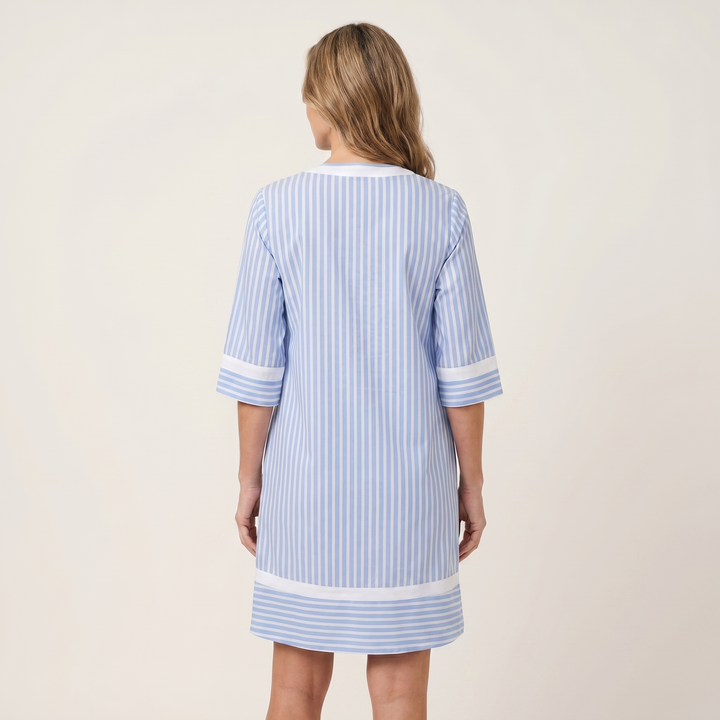 SANINA | CONTRAST-TRIM STRIPE V-NECK DRESS FOR WOMEN