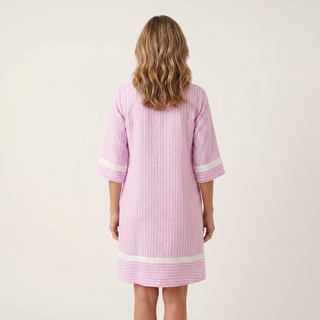 SANINA | CONTRAST-TRIM STRIPE V-NECK DRESS FOR WOMEN