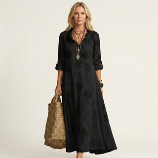 MARIAM | COTTON-LINEN MAXI FLORAL DRESS FOR WOMEN
