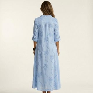 MARIAM | COTTON-LINEN MAXI FLORAL DRESS FOR WOMEN