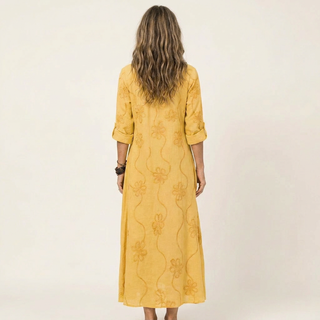 MARIAM | COTTON-LINEN MAXI FLORAL DRESS FOR WOMEN