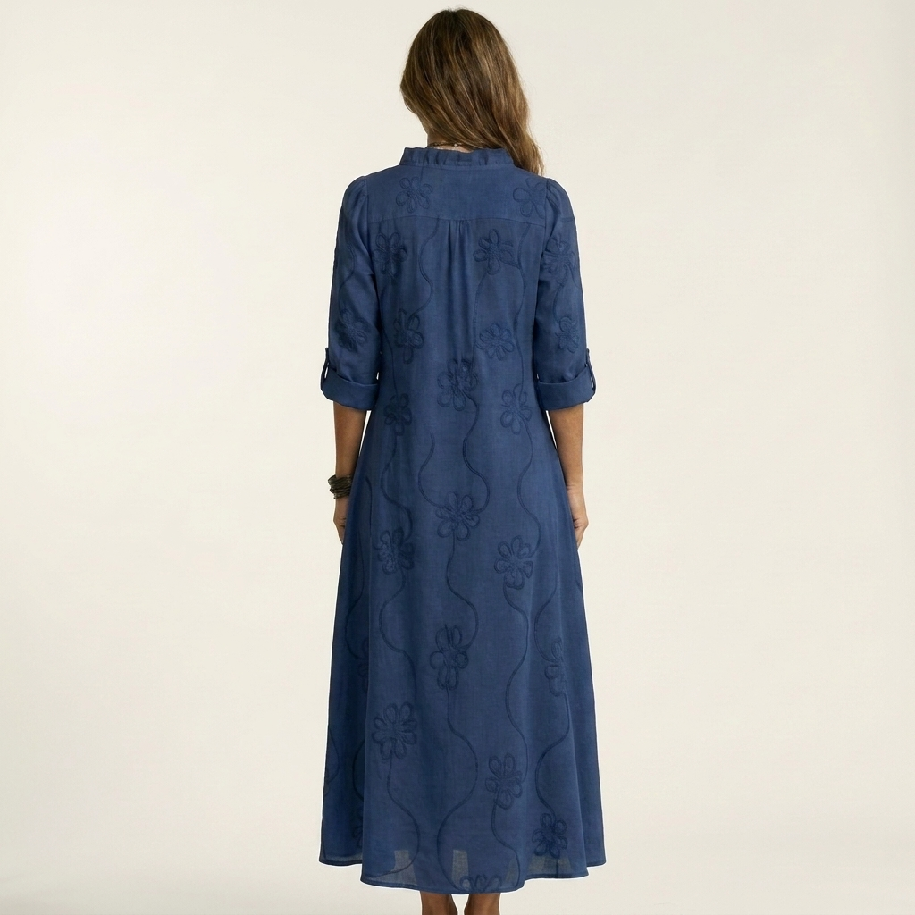 MARIAM | COTTON-LINEN MAXI FLORAL DRESS FOR WOMEN