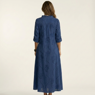 MARIAM | COTTON-LINEN MAXI FLORAL DRESS FOR WOMEN