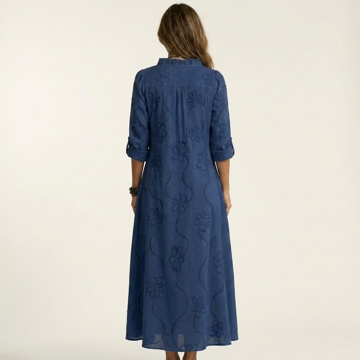 MARIAM | COTTON-LINEN MAXI FLORAL DRESS FOR WOMEN