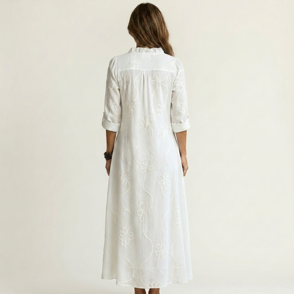 MARIAM | COTTON-LINEN MAXI FLORAL DRESS FOR WOMEN