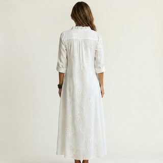 MARIAM | COTTON-LINEN MAXI FLORAL DRESS FOR WOMEN