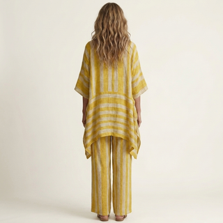 KIARA | TWO-PIECE STRIPED COTTON-LINEN DRESS FOR WOMEN