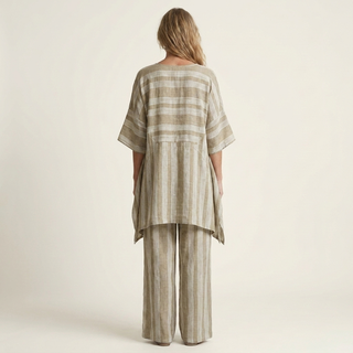 KIARA | TWO-PIECE STRIPED COTTON-LINEN DRESS FOR WOMEN