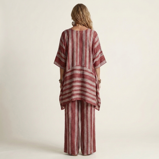 KIARA | TWO-PIECE STRIPED COTTON-LINEN DRESS FOR WOMEN