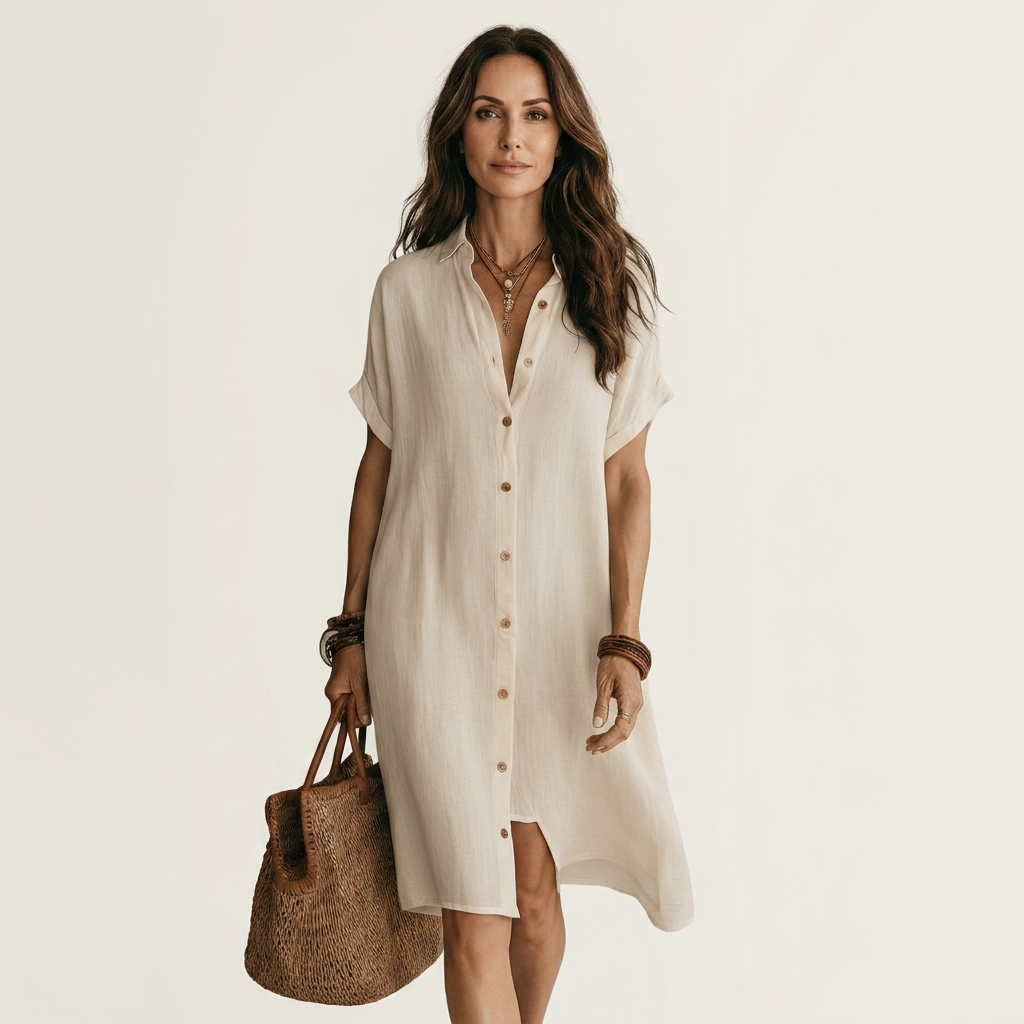 NIDALIE | MIDI SHIRT ROLLED DRESS FOR WOMEN