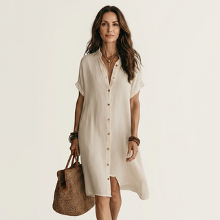 NIDALIE | MIDI SHIRT ROLLED DRESS FOR WOMEN